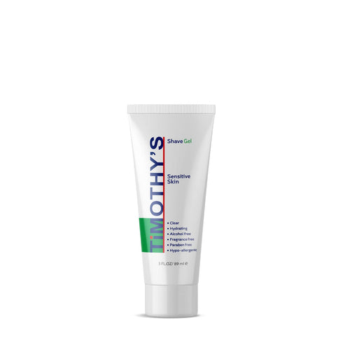 Timothy's Unscented Shave Gel 3 oz. travel size, Alcohol Free, Paraben Free, Fragrance Free, Clear and transparent visability, SLS Free, Sensitive...