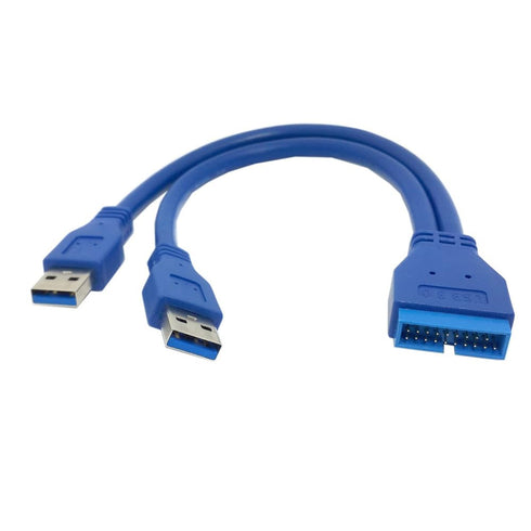 JSER Dual Port USB 3.0 A Male to 20 Pin Male Motherboard Extension Cable Adapter 5Gbps...
