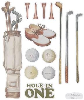 Hole in One Golf Stickers Adhesive Decals for Vintage Golfing Crafts, Cardmaking, Scrapbooks & More - 28 Pc...