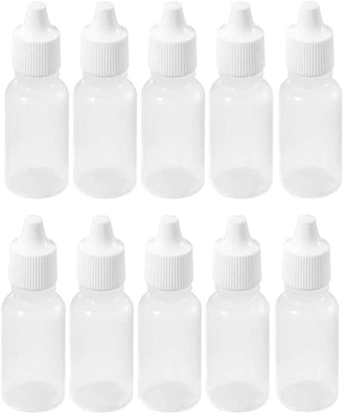 10PCS Plastic Squeezable Dropper Bottles Empty White Clear Dropping Eye Liquid Bottle with Cap Drop Bottles Refillable Squeeze Bottle Dropper Samp...