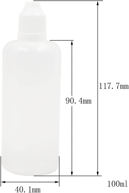 100MLx20 LDPE Plastic Dropper Bottles Empty Squeeze Liquid Eye Dripper Containers with Child Resistant Cap (Bottles + Mixing Color Caps + Tips+lab...