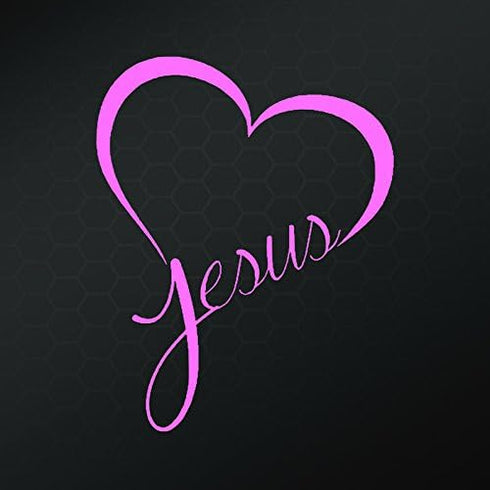 Jesus Heart Vinyl Decal Sticker | Cars Trucks Vans Walls Laptops Cups | Pink | 5.5 in | KCD843P...