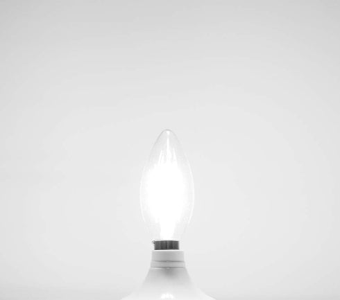 E14 LED Filament Candle Shape Light Bulb,E14 European Base Bulb,Daylight 6000K 600LM 60W Equivalent,C35 Clear Glass Torpedo Shape Bullet Top,No-Di...