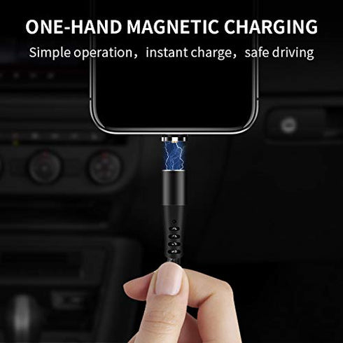 Magnetic Charging Cable 4 Pack- (6.6ft/6.6ft/3.3ft/3.3ft) 360° 3-in-1 Magnetic USB C Charging Cable | LED Light Nylon Braided Magnetic Cable for i...