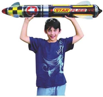 JA-RU Giant 41" Inflatable Rocket Ship Toy (1 Unit) Space Themed Party Decorations for Kids. Inflatable Pool Accessories. Solar System Toys & Astr...