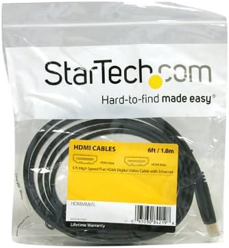 StarTech.com HDMIMM6FL 6 ft Flat High Speed HDMI Cable with Ethernet - Ultra HD 4k x 2k HDMI Cable - HDMI to HDMI M/M - Flat HDMI Cable...