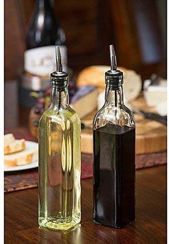 DLD16oz Glass Olive Oil Bottle Dispenser - Oil and Vinegar Cruet with Pourers and Funnel - Olive Oil Carafe Decanter for Kitchen- 473ml...