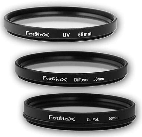 Fotodiox Filter Kit, UV, Circular Polarizer, Soft Diffuser, 58mm for Canon, Nikon, Sony, Olympus, Pentax, Panasonic Camera Lenses....