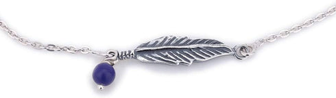 Sterling Silver Jewelry - Rhodium Plated with 925 Stamp - Bohemian Feather with beaded chain Anklet - Foot Jewelry Stylish Beautifully Designed - ...