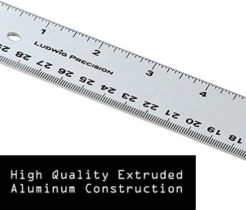 Ludwig Precision Aluminum Straight Edge Ruler, 12-INCH, Silver...