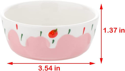 2 Pcs Hamster Ceramic Bowl, Small Animals Anti-Turning Food Water Bowl for Rabbit Hamster Guinea Pig Hedgehog Squirrel (Pink and Red)...