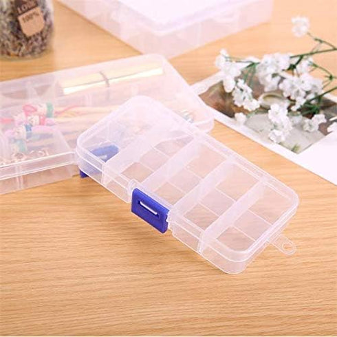 2 Pcs Clear Plastic Compartment Storage Box with Adjustable Divider Removable Grid Compartment for Crafts, Bead, Fishing Tackle Storage...