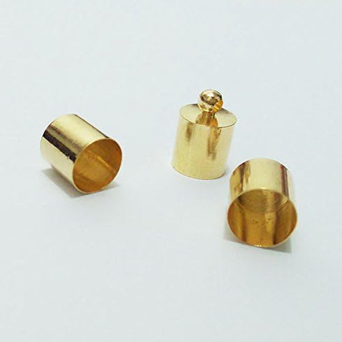 50pcs Glue-in Style Necklace Cord Crimp End Caps Tassel caps Beads crimps end (6mm Wide, 10mm Long, KC Gold Plated)...