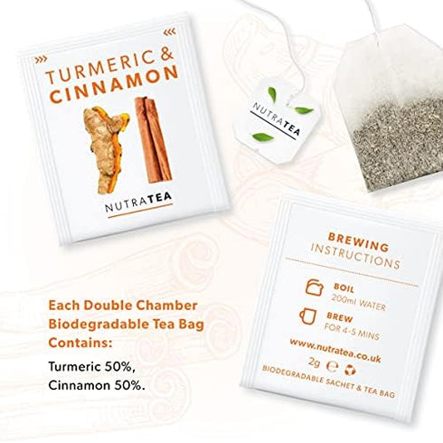 Nutra Tea - Turmeric & Cinnamon Tea - 20 Tea Bags - Herbal Tea...