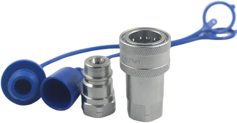 1-Set 1/2" NPT ISO5675 Ag Hydraulic Quick Connect Tractor Coupling/Couplers Ball Valva,Pioneer Type,Set w/Dust Cap...