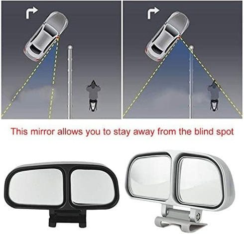 Blind Spot Wide Angle Auxiliary Mirror Car Silver Adjustable Rearview Mirror...
