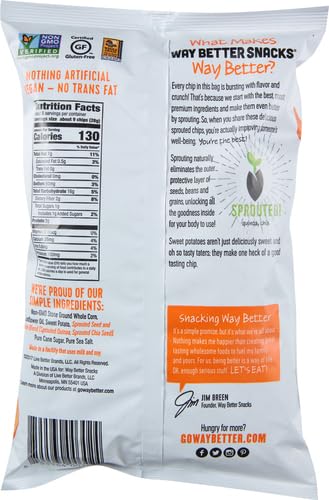 Way Better Snacks Tortilla Chips, Sweet Potato, 5.5 Ounce...