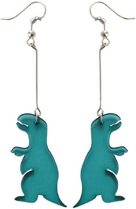 2 pairs Cute Dinosaur Drop Earrings Resin Funny Purple Dinosaur Acrylic Harajuku Earringsfor Women - 2 PAIR...