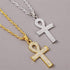 COLORFUL BLING Ankh Egyptian Cross Pendant Necklace 14K Gold Plated Cubic Zirconia Iced Out with Crystal 24 Inches Brass Rope Chain for Men and Wo...