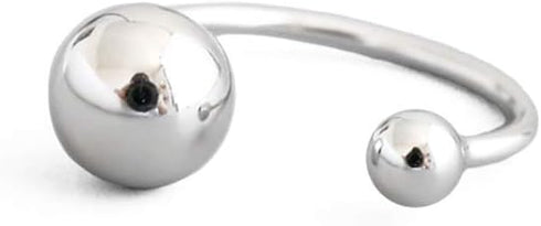 NewZenro Double Ball S925 Sterling Silver Statement Open Ring Minimalist Promise Adjustable Dainty Finger Band Engagement Rings for Women Her Girl...