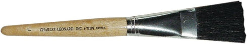 Charles Leonard Flat Tip Easel Paint Brushes with Short Stubby Handle, 1 Inch, Natural Handles and Black Bristles, 12-Pack (73199)...