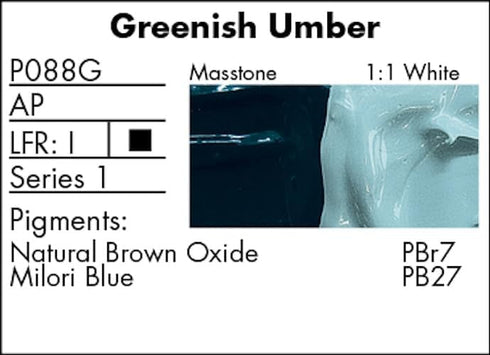 Grumbacher Pre-Tested Oil Paint, 37ml/1.25 Ounce, Greenish Umber (P088G)...