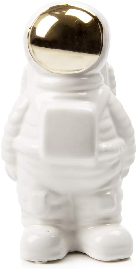 CHIVE - Astronaut Shape Vase, Planter Simple Modern Flower Bud Vase, White and Gold (Medium)...