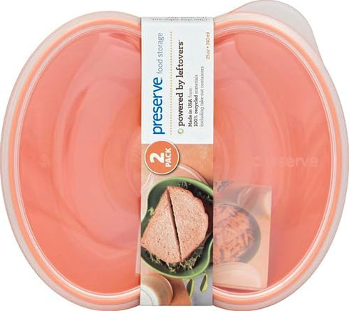 Preserve 46107 FBA_1211838 Square Food Storage Container Made from Recycled Plastic, 25 Ounce Capacity, Set of 2, Orange...