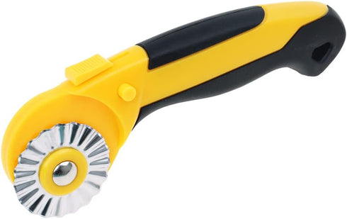 AUTOTOOLHOME 45mm Rotary Cutter with 9pcs Extra Blades Automatic Fabric Roller Cutter Perforator Crochet Edge Pinking Rotary Blades for Quilting, ...