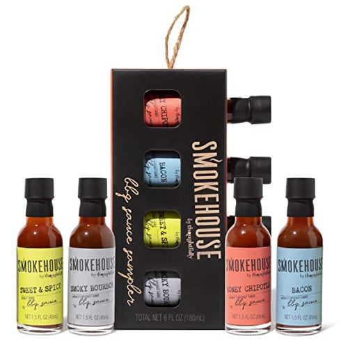 Smokehouse by Thoughtfully, Gourmet BBQ Sauce Sampler Set, Vegan and Vegetarian, Flavors Include Honey Chipotle, Smoky Bourbon, Sweet and Spicy, a...