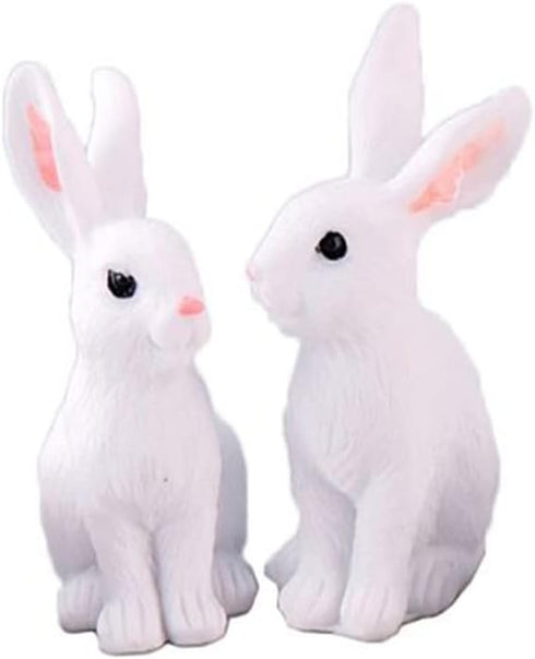 Miniature Bunny Rabbit Resin Figurine Easter Mini Bunny Ornament Cute Miniature Bunny Statue Tiny Animal Cake Topper Fairy Garden Supplies...