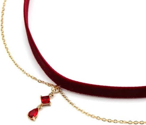 Fuqimanman2020 Gothic Black Velvet Red Pendant Choker Necklace for Women Lace Chokers Witch Bride Vampire Choker Necklace Aesthetic Jewelry...