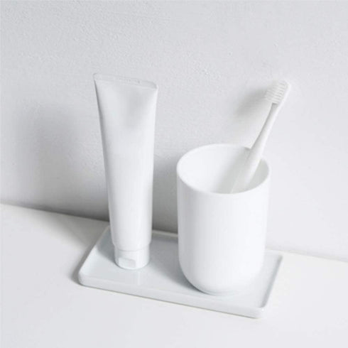 Ceramic Tray, Small Rectangle White Organizer for Candle, Soap, Jewelry, Perfume, Towel Holder, Bathroom, Kitchen Sink, Counter, Restroom...