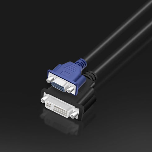 DVI-I to DVI-D VGA Video Cable Splitter 1 in 2 Out Computer Host Laptop Graphics Card DVI24+5 External 2 Port DVI24+1 VGA Monitor TV Projector Ada...
