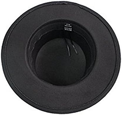 Fashion Black Wool Blend Flat Brim Elegant Fedora Hat Panama Style Bowler Cap Jazz Hat with Belt for Winer Autumn...