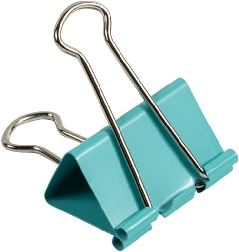 JAM PAPER Colorful Binder Clips - Large - 1 1/2 Inch (41 mm) - Teal Binderclips - 12/Pack...