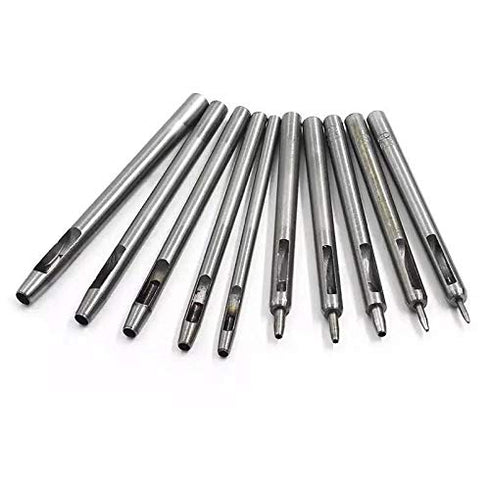 10Pcs Leather Hole Punch Cutter 0.5mm-5mm Round Hollow Hole Punch Set, Leather Working Tools Leather Craft Punch Tool Kit...