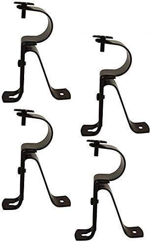 Curtain Rod Bracket for 1-Inch Diameter rods - (Set of 4 (2 Pairs, Black) (Can Also be Known as Curtain Rod Hangers, Drape Rod Hooks for Wall, Cur...