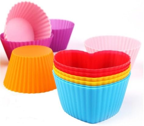 Silicone Baking Cups Muffin Cupcakes Liners Molds Sets in Storage Container Silicone Lunch Box Dividers Bento Box Accessories -36 Pack...