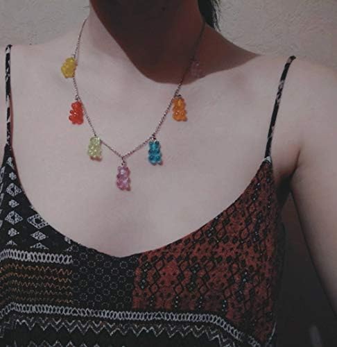 KURTCB Gummy Bear Necklace Y2k Colorful Resin Crazy Aesthetic Necklace Bracelet Hairpin for Women...