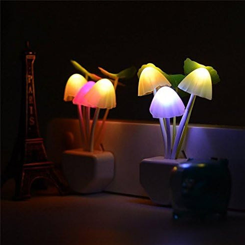 Smart Dusk to Dawn Sensor Led Night Light, 0.6W Multi-Color Changing Plug-in Mushroom Dream Bed Nightlight, Funny Energy Efficient Wall Lamp Flowe...