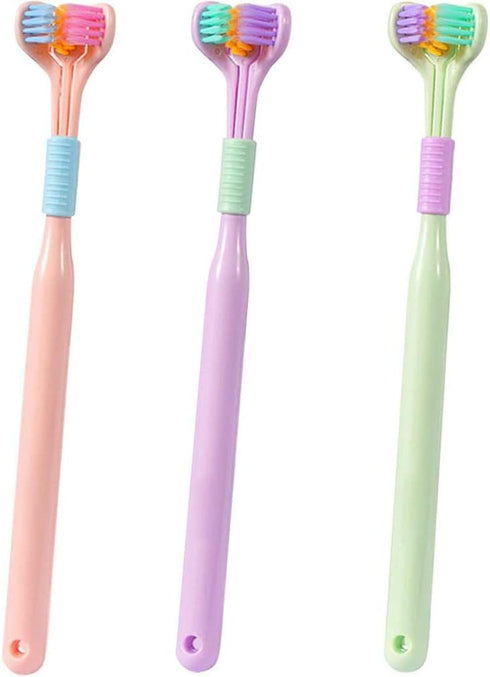 3-Sided Toothbrush, Soft Bristle Toothbrush with Tongue Scraper, Travel Toothbrush for Complete Teeth and Gum Care for Adults...