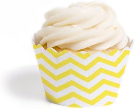 Dress My Cupcake Standard Cupcake Wrappers, Chevron, Yellow, Set of 50...