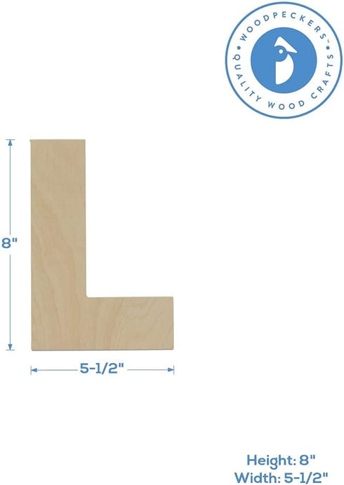 Woodpeckers Wooden Letter L Cutouts 8" - Baltic Birch - Wooden Letter Decor - Craft Wood - Pack of 1...