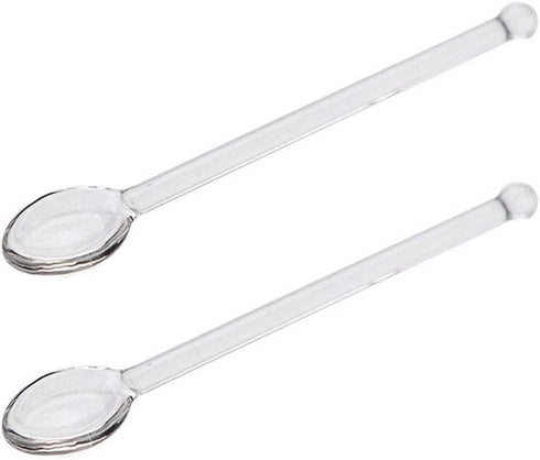 2 Pcs Transparent Glass Spoon Stirring Spoons for Tea Coffee Cocktail Milk Home Party Bar Use...