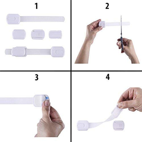 Child Proof Safety Locks - Baby Proofing Cabinet Lock with 6 Extra 3M Adhesives - Adjustable Strap Latches to Cabinets,Drawers,Cupboard,Oven,Fridg...