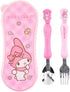 Cute Pink Melody Fork and Spoon Flatware Set with Case, Tableware Set with Cute Figure, Medium...