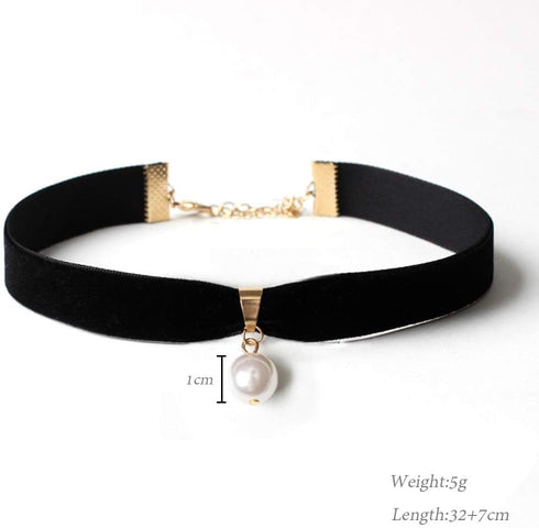 JAKAWIN Pearl Choker Necklace Adjustable Black Collar Necklaces for Women NK130 (A-Pearl)...
