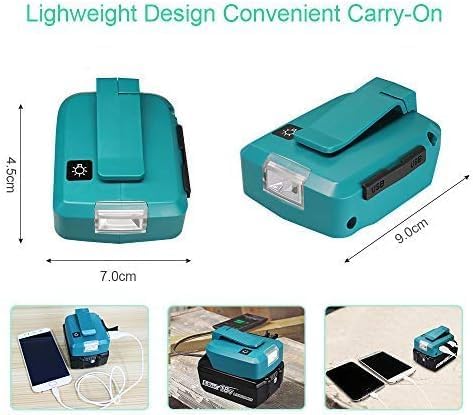 USB ADP05 Power Source for Makita 18v Battery Charger with 2 USB Ports and LED Light for 14.4v ~ 18v Battery Lithium-Ion...
