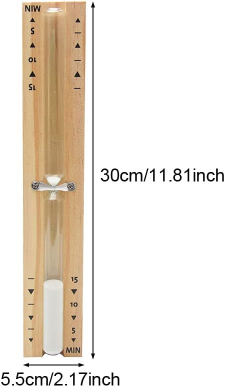 Sauna Hourglass Sand Timer, Beech Wood 15 Minutes Accurate Hour-Glass, Rotating Heat Resistant Wooden Hour Glass (White Sand)...